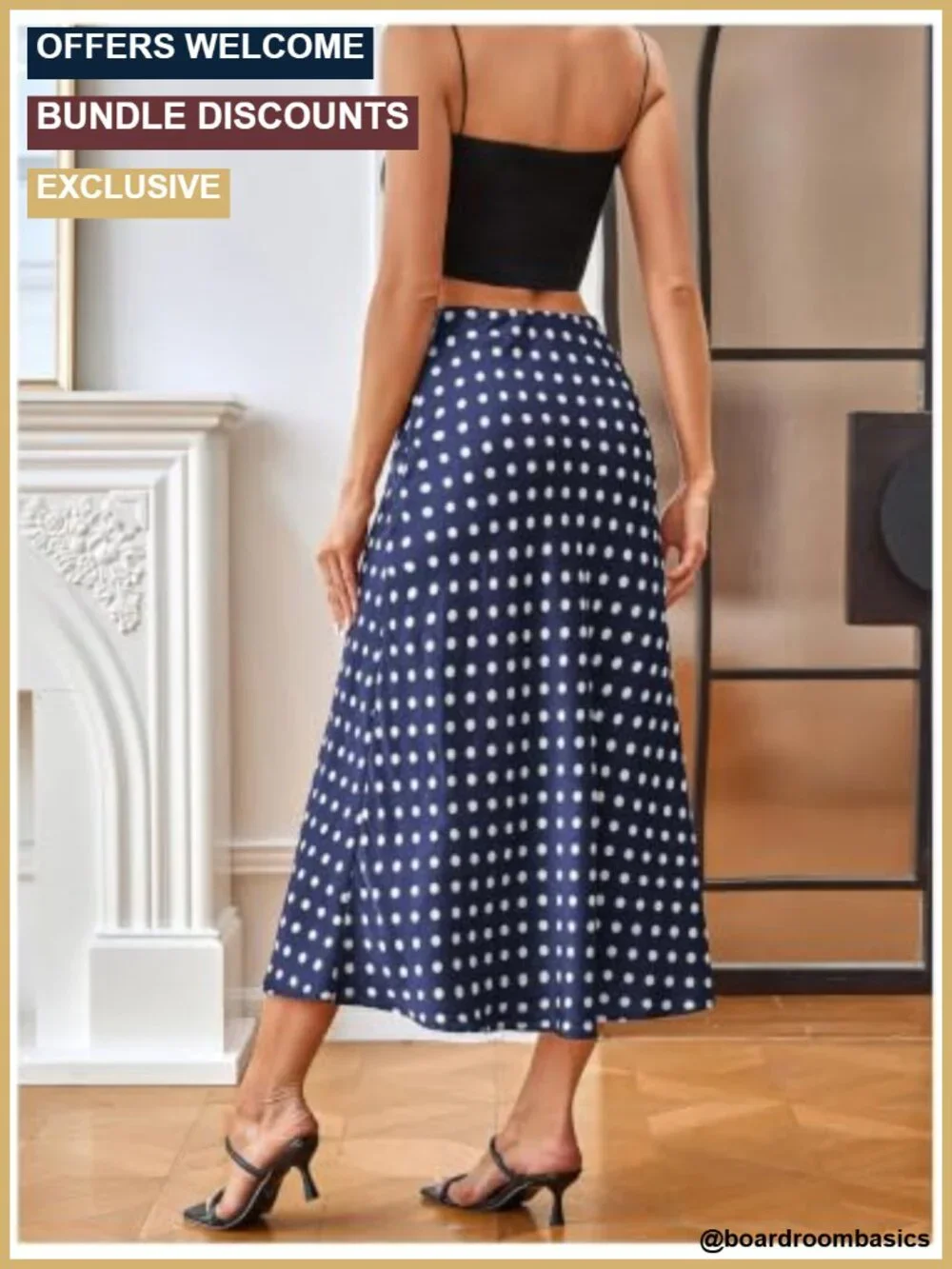 Polka Dots Satin Ruffle Maxi Skirt High Waist A Line Flowy